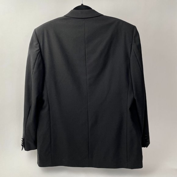 Vintage Lanvin Paris Single Breasted Black Wool Tuxedo Jacket Blazer, Size 44R - Picture 7 of 11